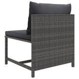 4 Piece Garden Lounge Set with Cushions Poly Rattan Grey
