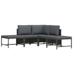 5 Piece Garden Sofa Set with Cushions Grey Poly Rattan