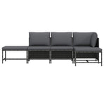 5 Piece Garden Sofa Set with Cushions Grey Poly Rattan