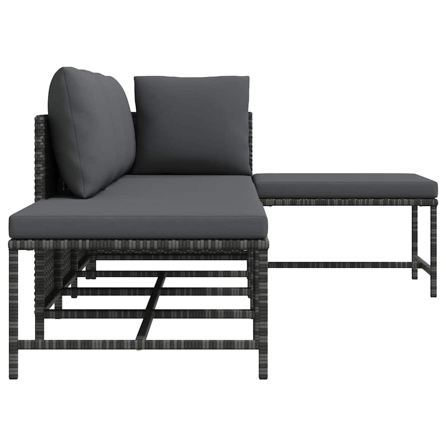 5 Piece Garden Sofa Set with Cushions Grey Poly Rattan