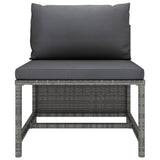 5 Piece Garden Sofa Set with Cushions Grey Poly Rattan - Low Angle