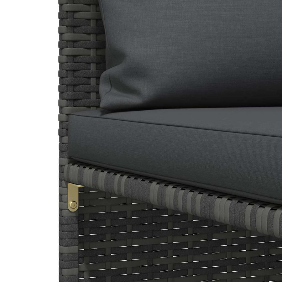 5 Piece Garden Sofa Set with Cushions Grey Poly Rattan