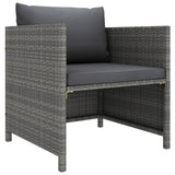 4 Piece Garden Sofa Set with Cushions Poly Rattan Grey - Rear View