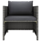 4 Piece Garden Sofa Set with Cushions Poly Rattan Grey - Close-Up Angle