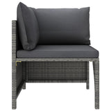 3 Piece Garden Lounge Set with Cushions Poly Rattan Grey