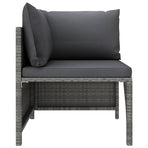 3 Piece Garden Lounge Set with Cushions Poly Rattan Grey