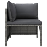 3 Piece Garden Lounge Set with Cushions Poly Rattan Grey - Side View