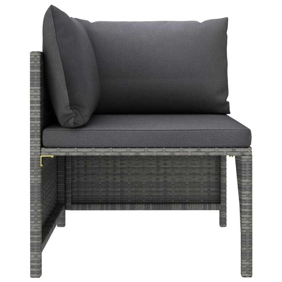 3 Piece Garden Lounge Set with Cushions Poly Rattan Grey
