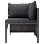 3 Piece Garden Lounge Set with Cushions Poly Rattan Grey