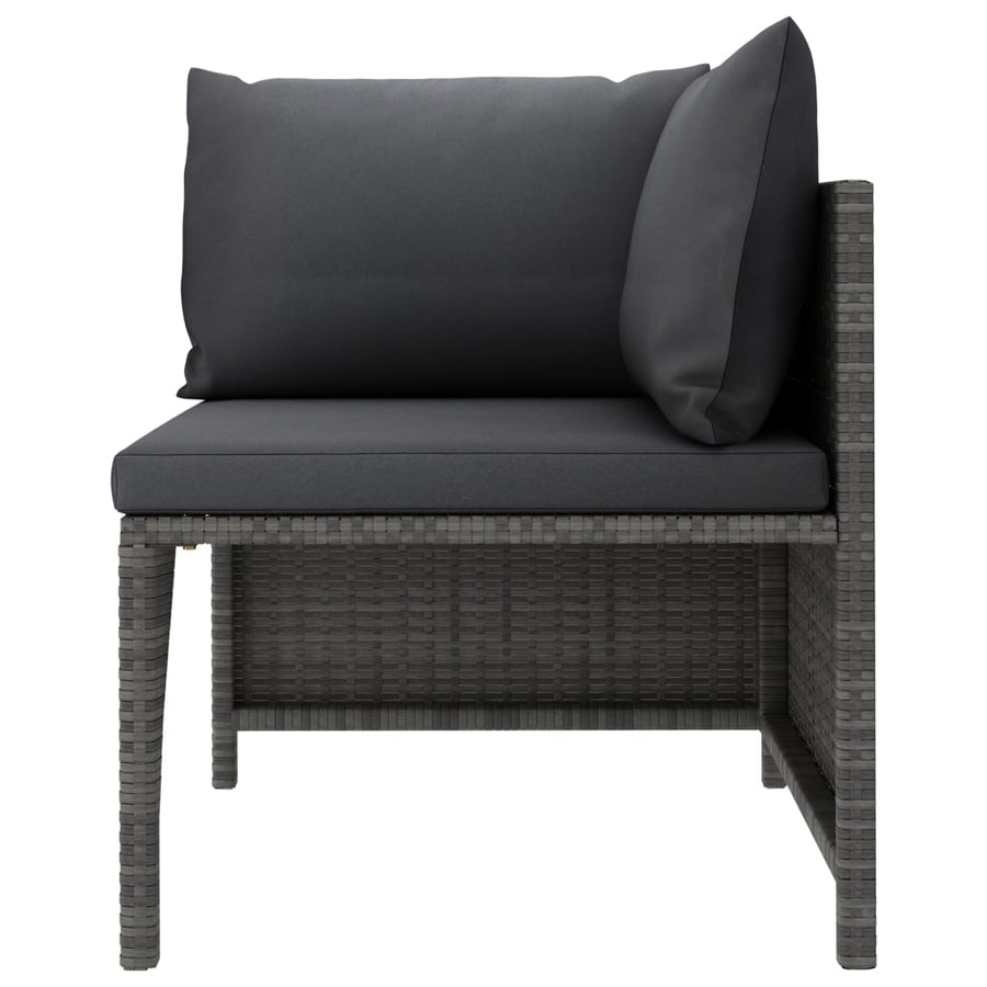 3 Piece Garden Lounge Set with Cushions Poly Rattan Grey