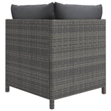 3 Piece Garden Lounge Set with Cushions Poly Rattan Grey