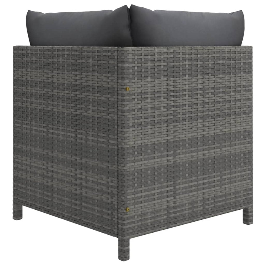 3 Piece Garden Lounge Set with Cushions Poly Rattan Grey