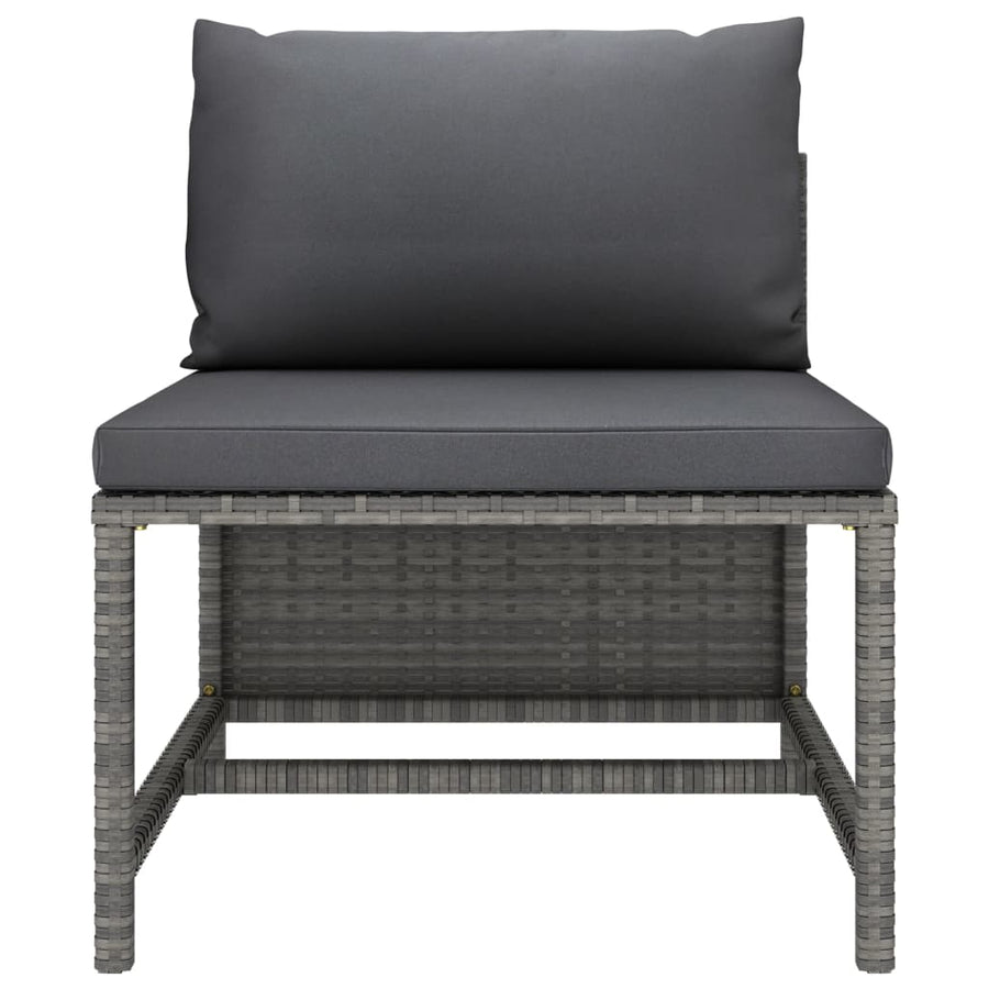 3 Piece Garden Lounge Set with Cushions Poly Rattan Grey