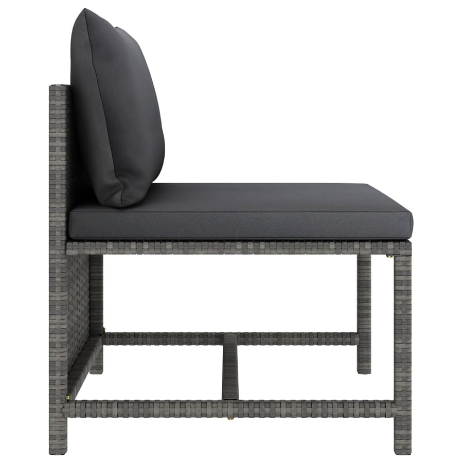 3 Piece Garden Lounge Set with Cushions Poly Rattan Grey
