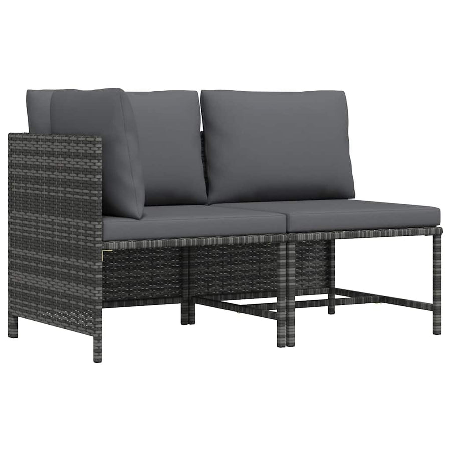 2 Piece Garden Sofa Set with Cushions Grey Poly Rattan