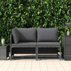 2 Piece Garden Sofa Set with Cushions Grey Poly Rattan