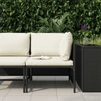 Sectional Corner Sofa with Cushions Black Poly Rattan