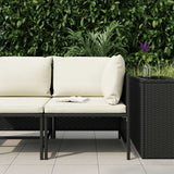 Sectional Corner Sofa with Cushions Black Poly Rattan - Side View
