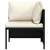 Sectional Corner Sofa with Cushions Black Poly Rattan - Top-Down View
