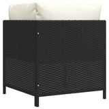 Sectional Corner Sofa with Cushions Black Poly Rattan - Rear View