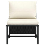 Sectional Middle Sofa with Cushions Black Poly Rattan