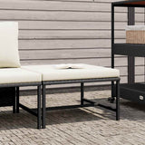 Sectional Footrest with Cushion Black Poly Rattan - Front View