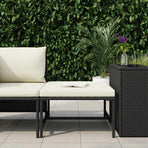 Sectional Footrest with Cushion Black Poly Rattan