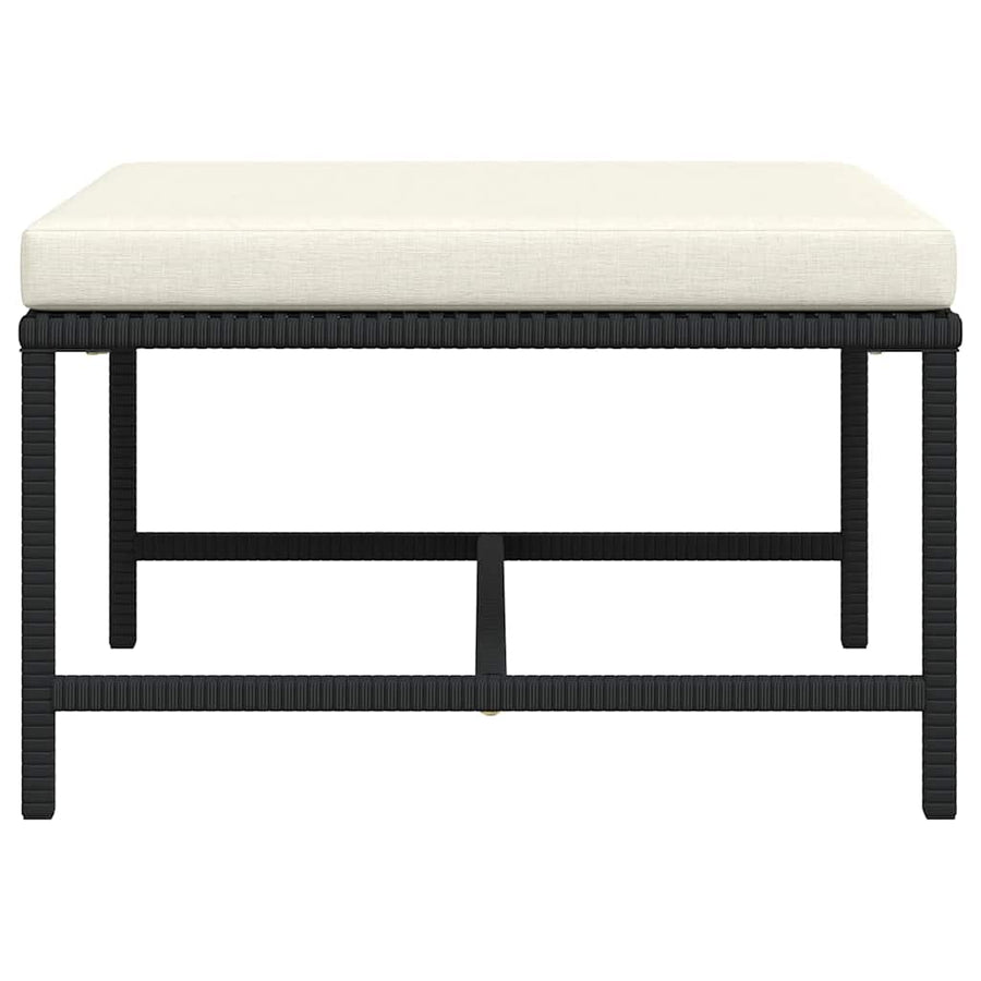 Sectional Footrest with Cushion Black Poly Rattan
