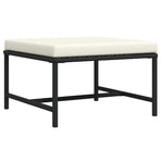 Sectional Footrest with Cushion Black Poly Rattan
