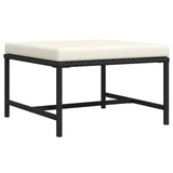 Sectional Footrest with Cushion Black Poly Rattan - Rear View