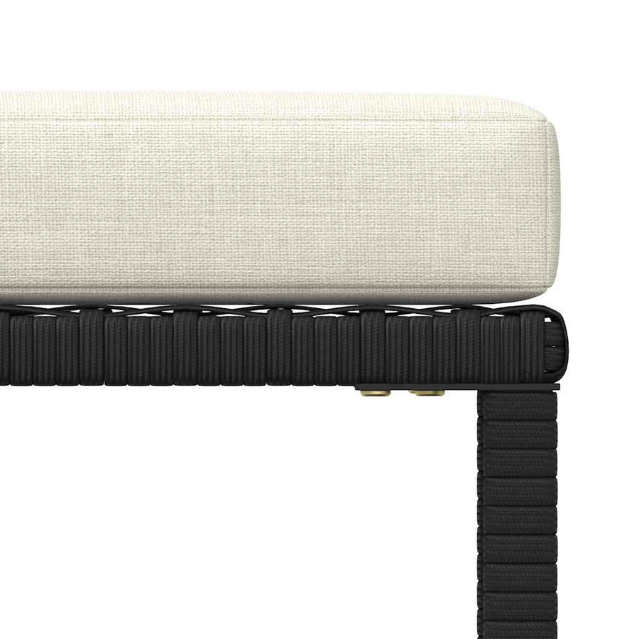Sectional Footrest with Cushion Black Poly Rattan
