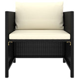 Garden Sofa with Cushions Black Poly Rattan