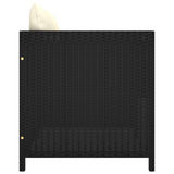 Garden Sofa with Cushions Black Poly Rattan - Side View
