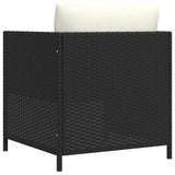 Garden Sofa with Cushions Black Poly Rattan - Rear View