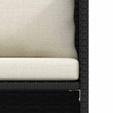 Garden Sofa with Cushions Black Poly Rattan - Close-Up Angle