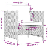 Garden Sofa with Cushions Black Poly Rattan - Low Angle