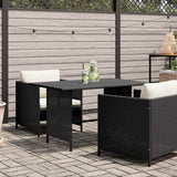 Garden Dining Table Black 110x70x65 cm Poly Rattan - Front View