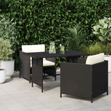 Garden Dining Table Black 110x70x65 cm Poly Rattan - Side View
