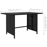 Garden Dining Table Black 110x70x65 cm Poly Rattan - Top-Down View