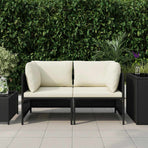 2-Seater Garden Sofa with Cushions Black Poly Rattan