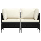 2-Seater Garden Sofa with Cushions Black Poly Rattan