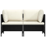 2-Seater Garden Sofa with Cushions Black Poly Rattan