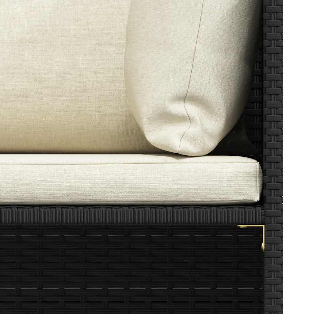 2-Seater Garden Sofa with Cushions Black Poly Rattan