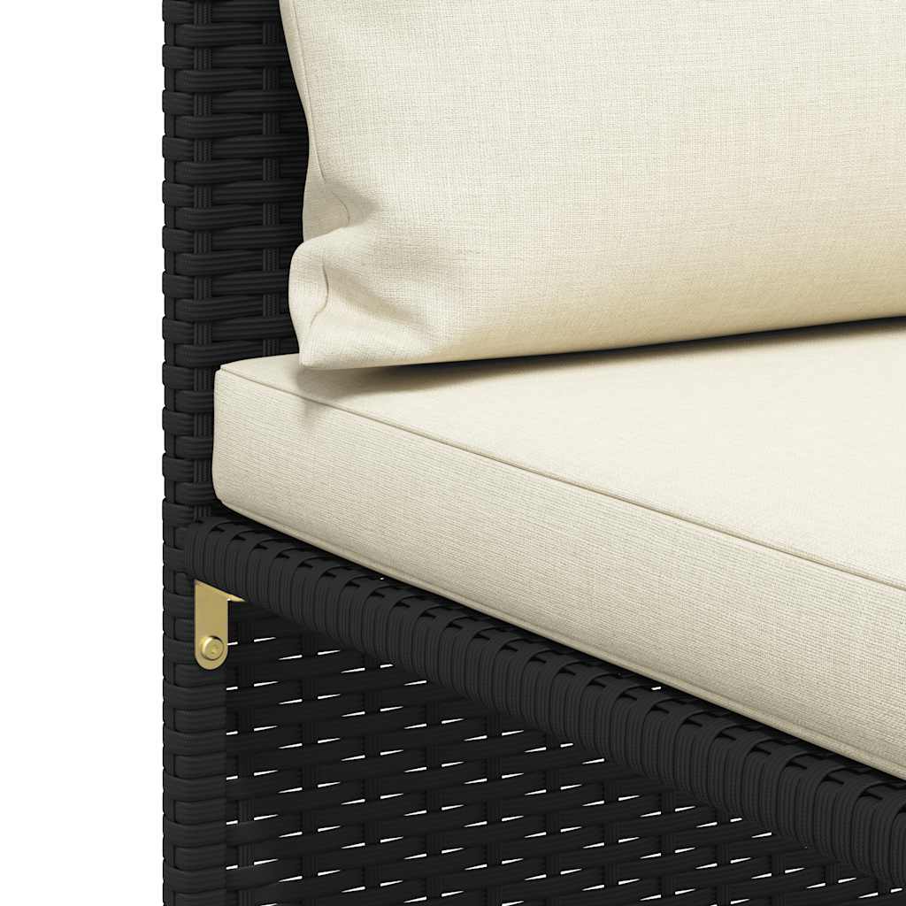 2-Seater Garden Sofa with Cushions Black Poly Rattan