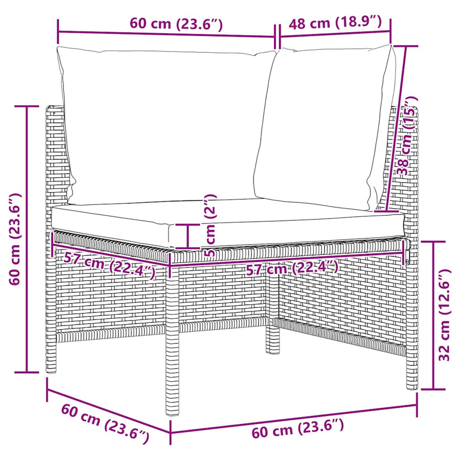 3-Seater Garden Sofa with Cushions Black Poly Rattan