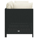 3-Seater Garden Sofa with Cushions Black Poly Rattan