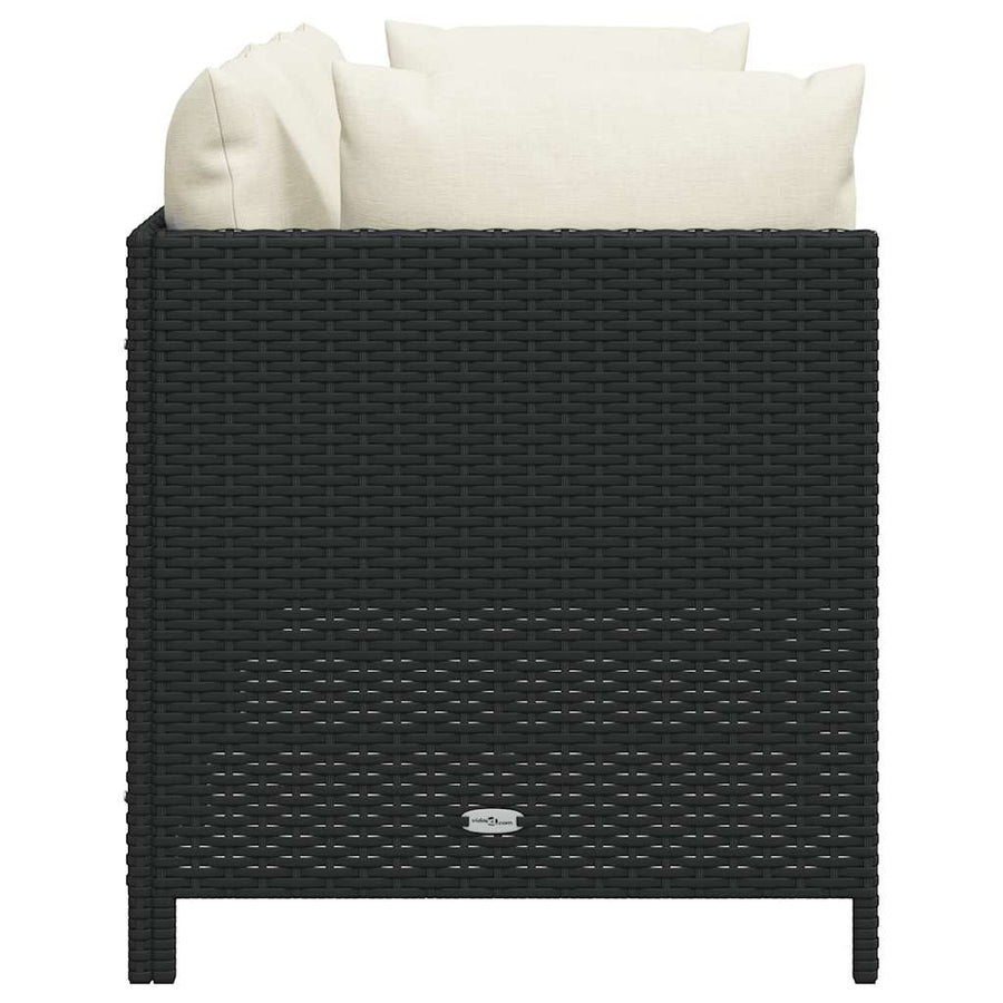 3-Seater Garden Sofa with Cushions Black Poly Rattan