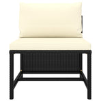 3 Piece Garden Sofa Set with Cushions Black Poly Rattan