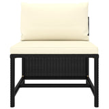 3 Piece Garden Sofa Set with Cushions Black Poly Rattan - Side View