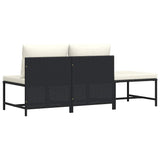 3 Piece Garden Sofa Set with Cushions Black Poly Rattan